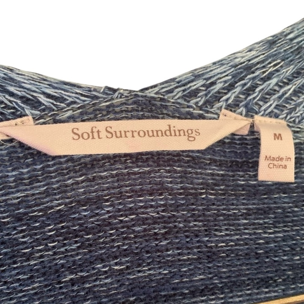 Soft Surroundings Patchwork Blues Open Cardigan S… - image 3